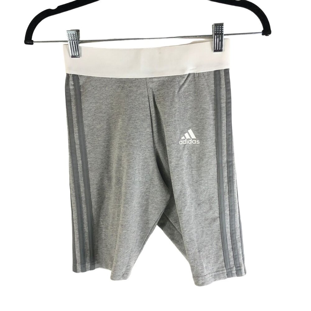Adidas Womens Athletic Must Haves 3-Stripe Short Tights Gray Size XS